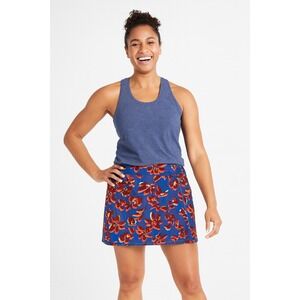 Athleta Salutation Stash Skort 16.5" Floral Print Blue Red‎ L Tennis Golf Skirt